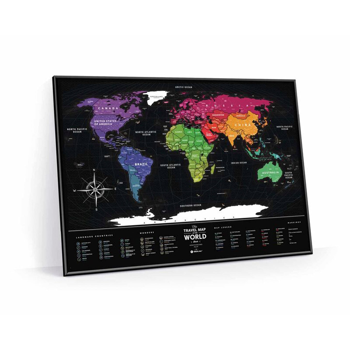 MAPA DEL MUNDO PARA RASCAR - 1DEA, Negro y dorado