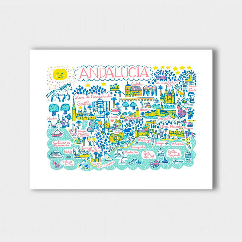 ILUSTRACIÓN - Julia Gash, Mapa Andalucía 13 x 18 cm