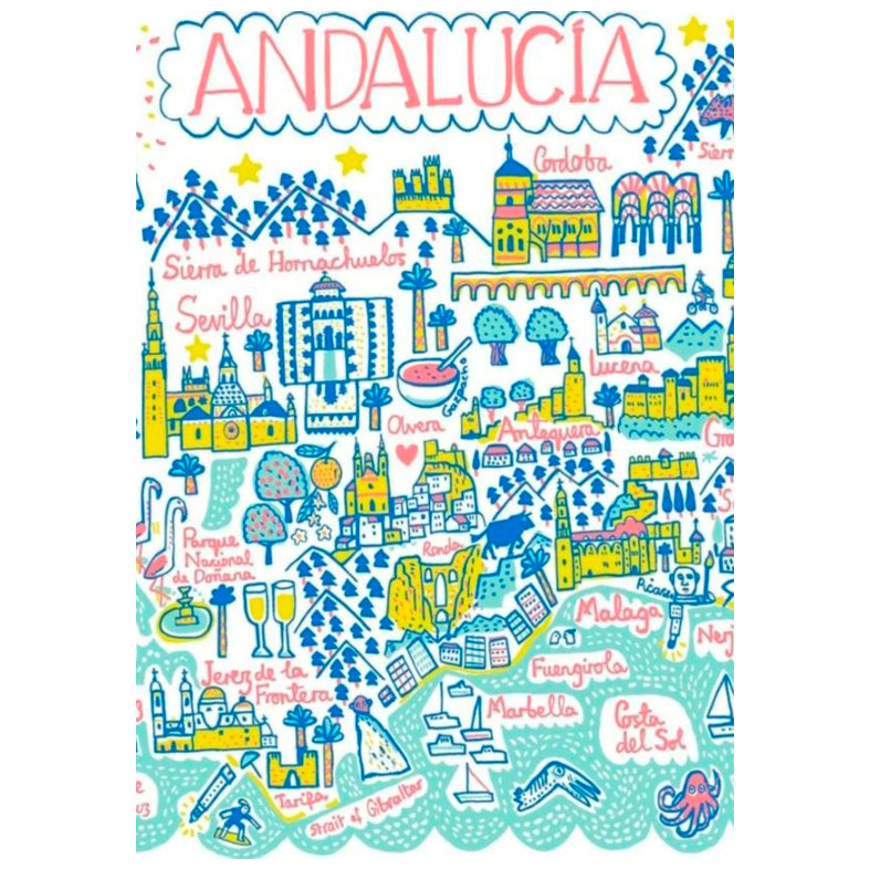 ILUSTRACIÓN - Julia Gash, Mapa Andalucía 13 x 18 cm