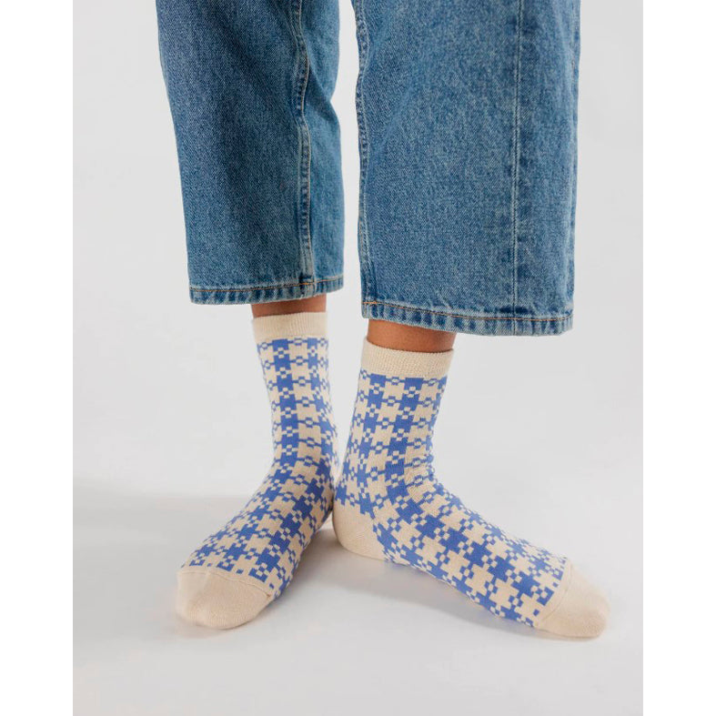 CALCETINES - Baggu, Blue Pixel Gingham