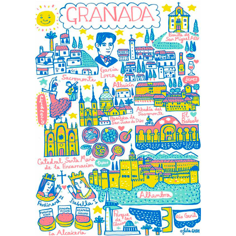 ILUSTRACIÓN - Julia Gash, Mapa Granada 13 x 18 cm