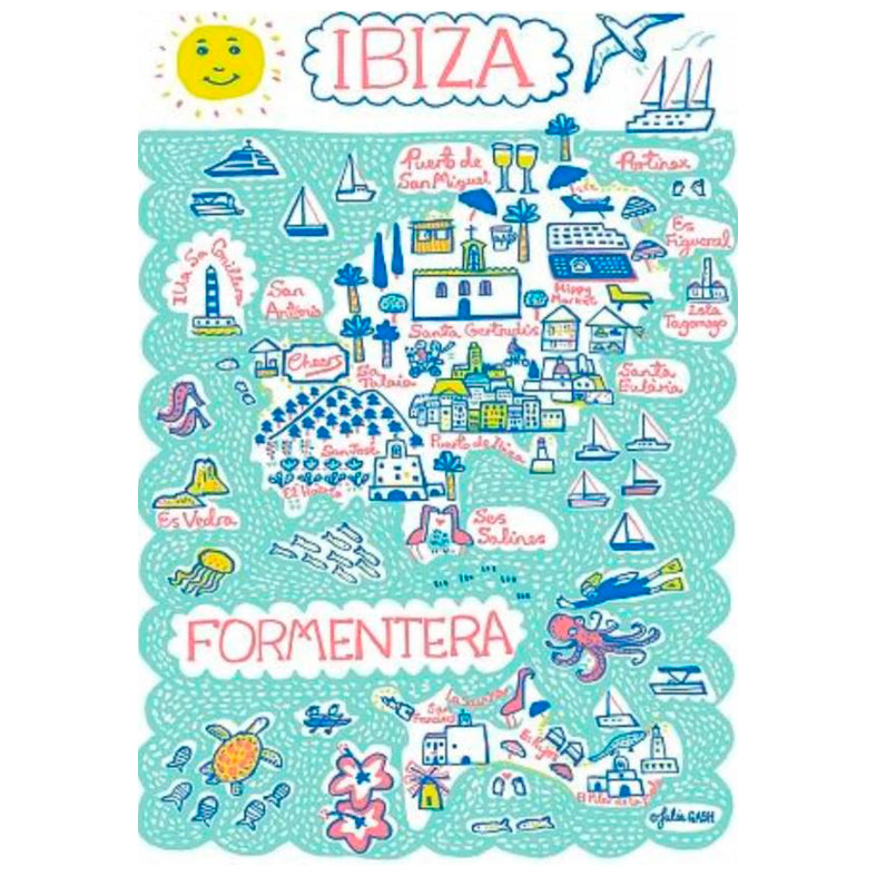 ILUSTRACIÓN - Julia Gash, Mapa Ibiza 13 x 18 cm
