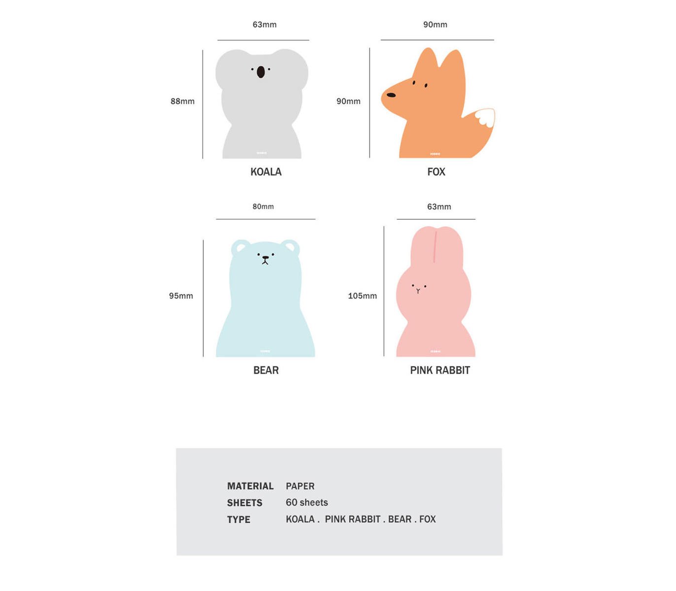 NOTAS ADHESIVAS - Iconic, Animal pink rabbit