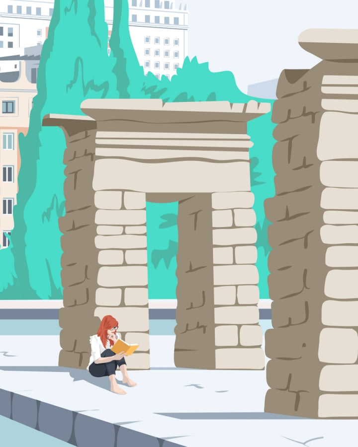 ILUSTRACIÓN - El Chico Llama, Templo de Debod - Madrid