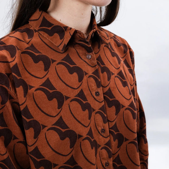 CAMISA - Brava Fabrics, Boxy Bombon Babycord Marrón