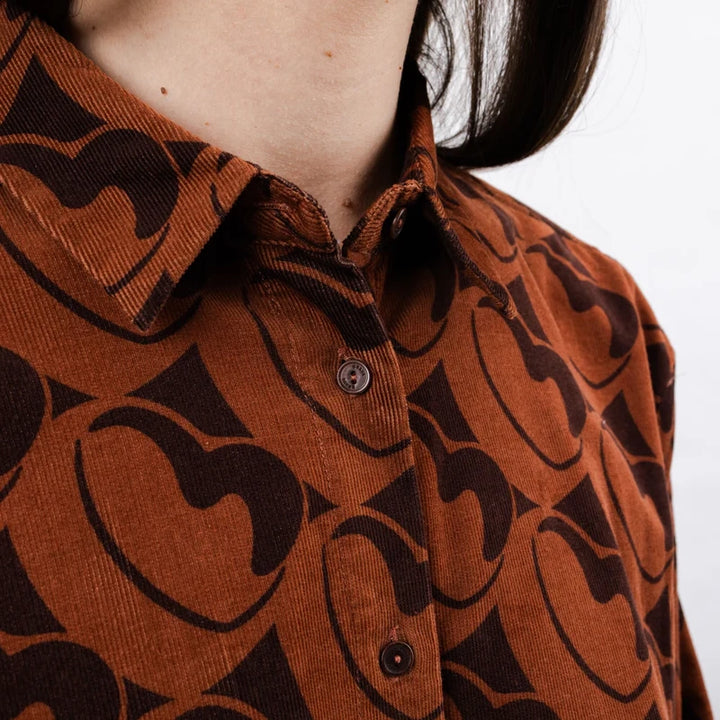 CAMISA - Brava Fabrics, Boxy Bombon Babycord Marrón