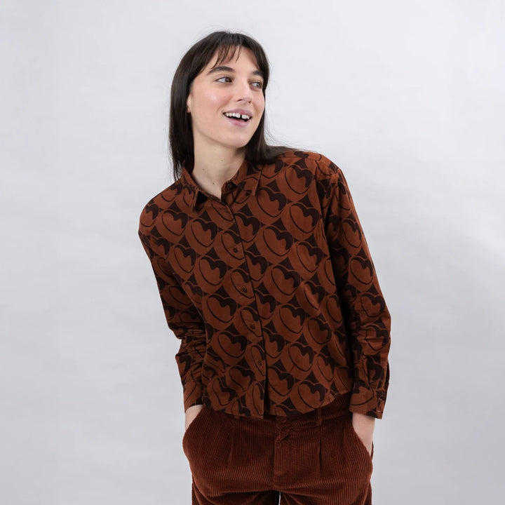 CAMISA - Brava Fabrics, Boxy Bombon Babycord Marrón