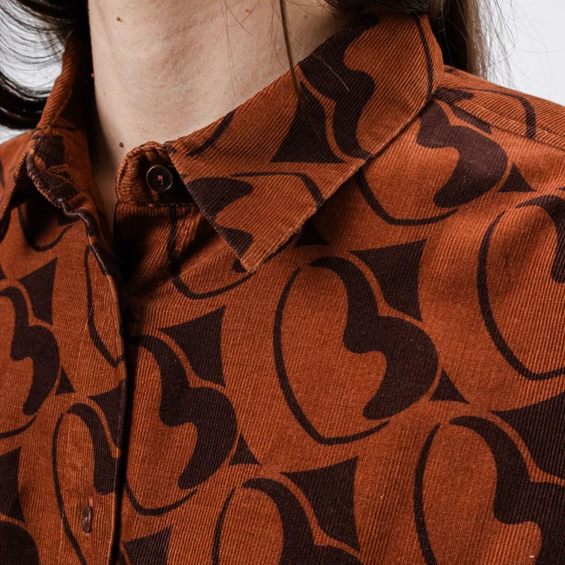 CAMISA - Brava Fabrics, Boxy Bombon Babycord Marrón