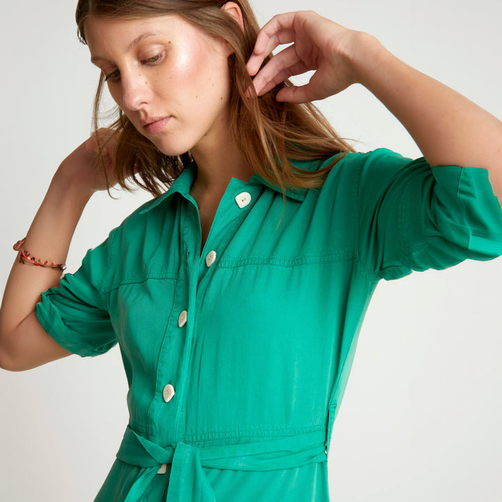 VESTIDO - Wild Pony, Largo Camisero Verde