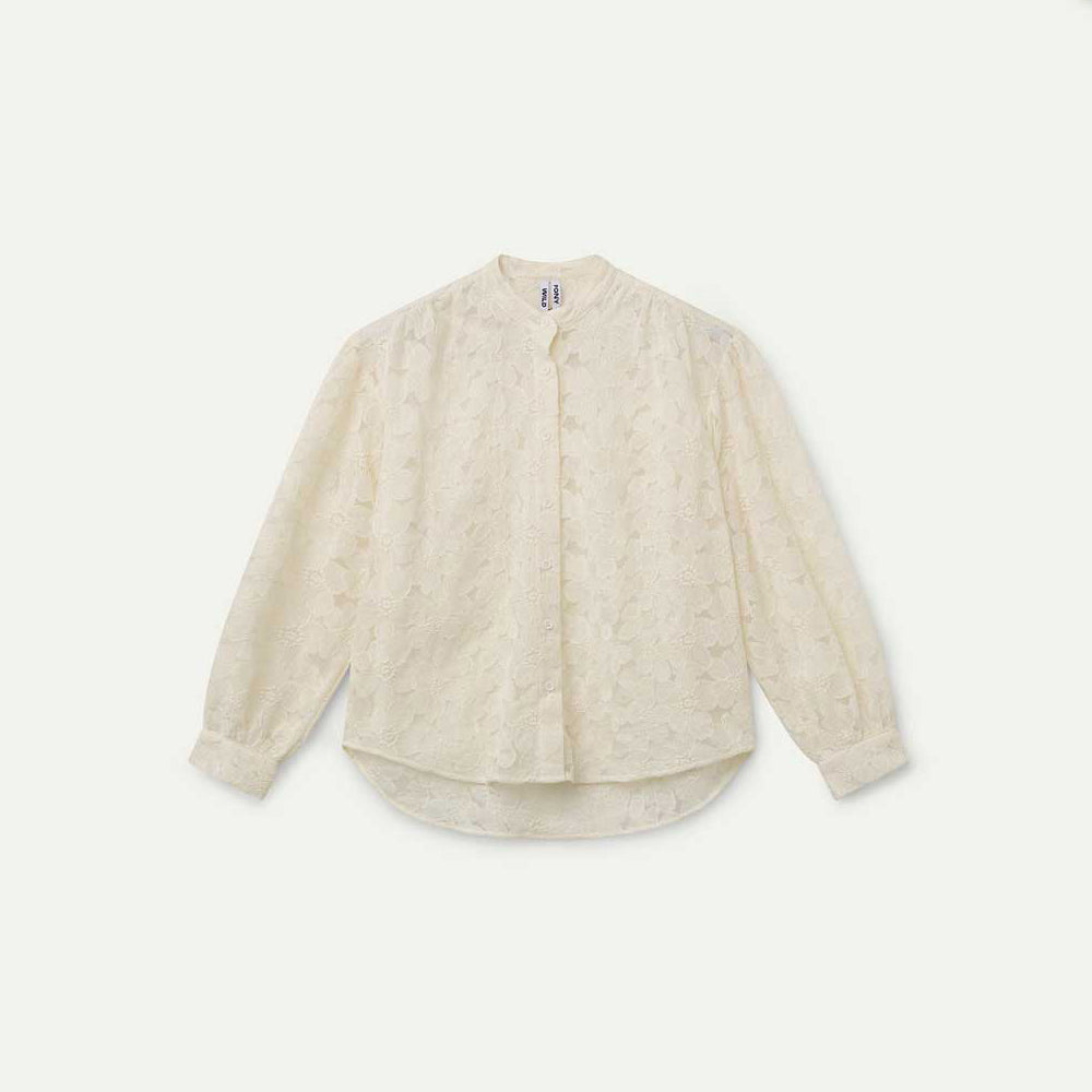 CAMISA - Wild Pony, Mezcla algodón blanco roto con bordado floral