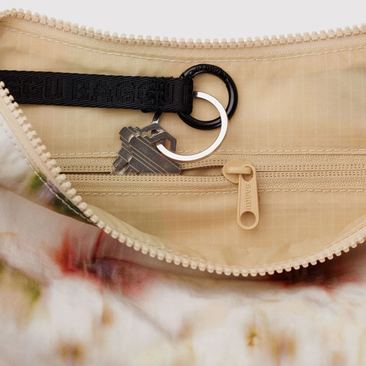 BOLSO - Baggu, Abstract Floral Medium Nylon Crescent Bag