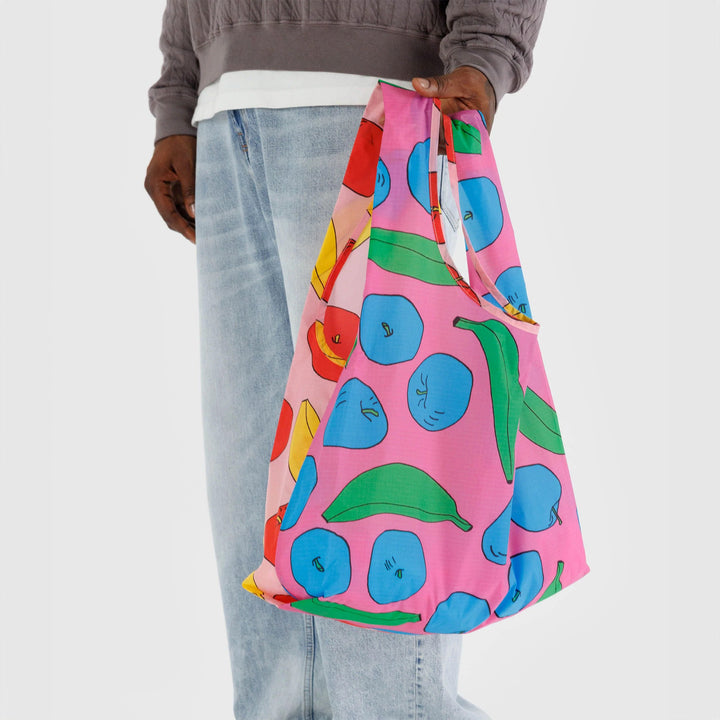 TOTE BAG - Baggu, Light Pink Apples & Bananas