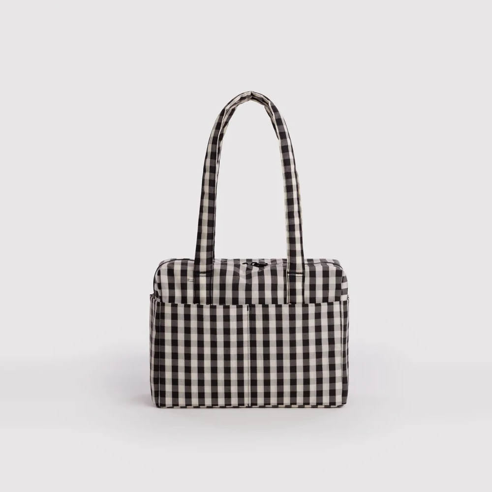 BORSA - Baggu, Blurred Gingham Brown Everyday Cloud Bag