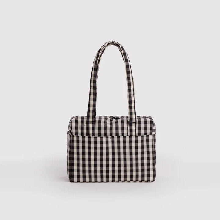 BORSA - Baggu, Blurred Gingham Brown Everyday Cloud Bag