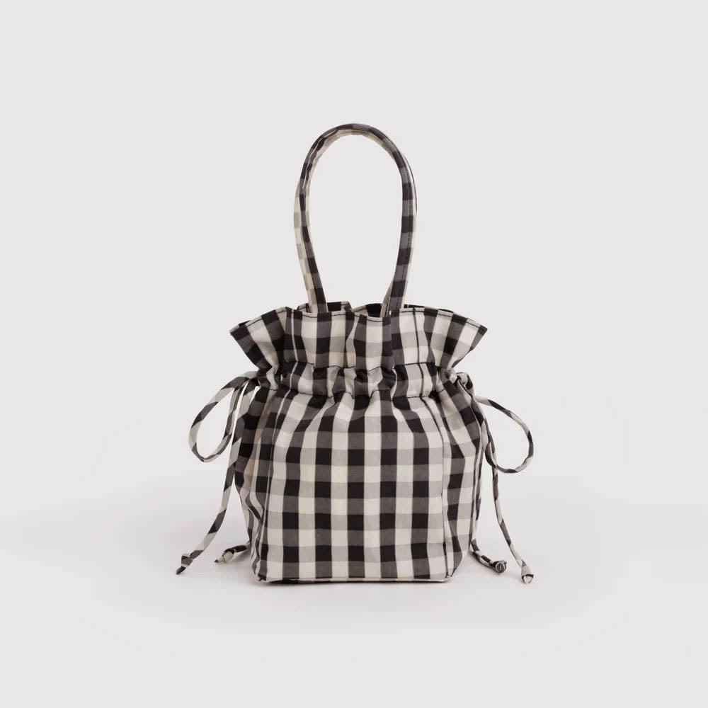BOLSO - Baggu, Black And Cream Gingham Nylon Drawstring Bag