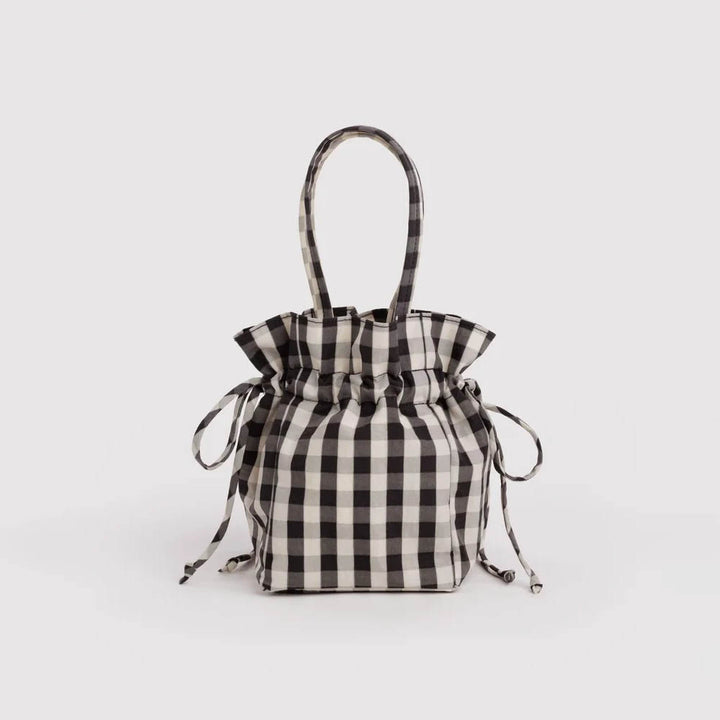 BOLSO - Baggu, Black And Cream Gingham Nylon Drawstring Bag