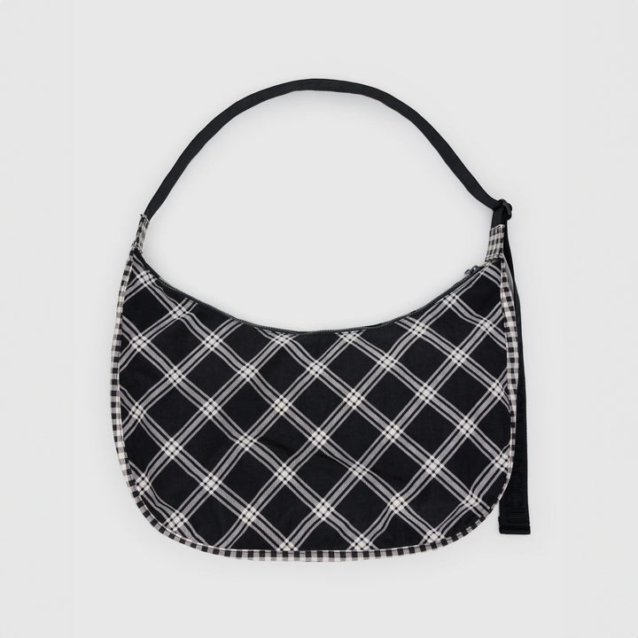 BOLSO - Baggu, Mixed Plaid Large Nylon Crescent Bag