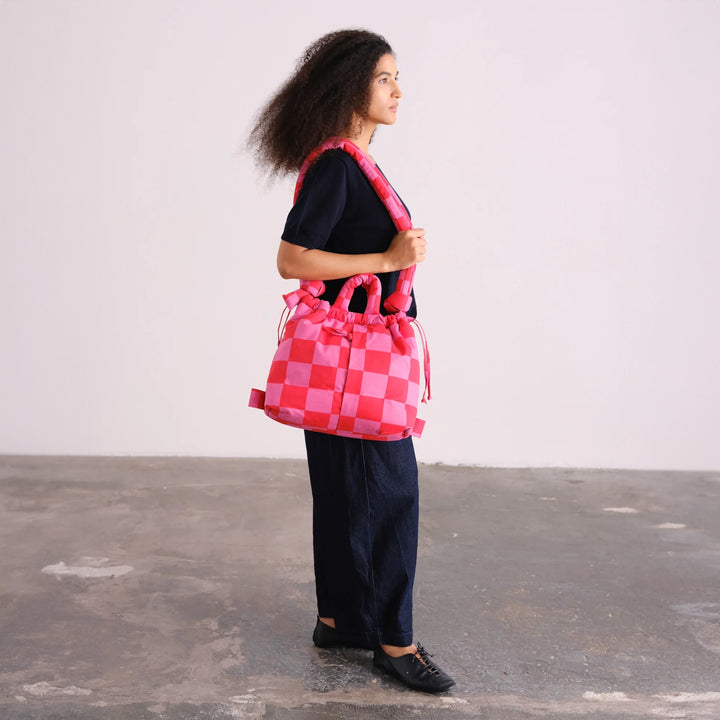 BOLSO - Ölend, Ona Soft Bag Check Red + Pink