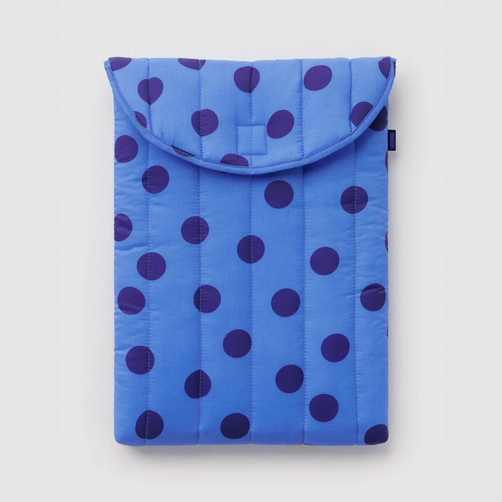 FUNDA DE PORTÁTIL 16" - Baggu, Blue Polka Dot Puffy Laptop Sleeve