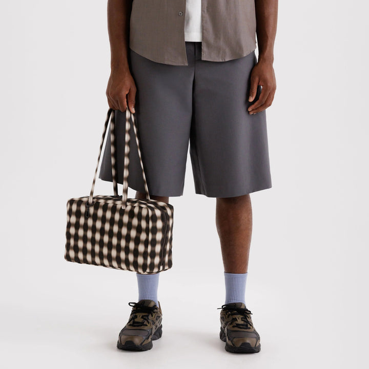 BOLSO - Baggu, Blurred Gingham Brown Medium Bowler Bag