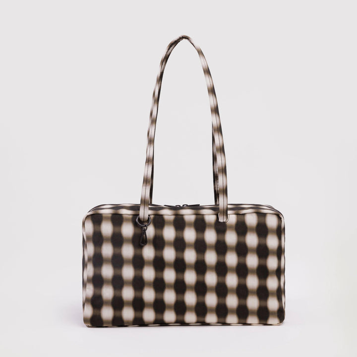 BOLSO - Baggu, Blurred Gingham Brown Medium Bowler Bag
