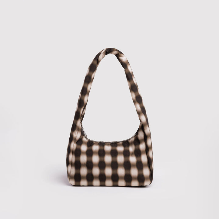 BOLSO - Baggu, Blurred Gingham Brown Small Nylon Meringue Bag