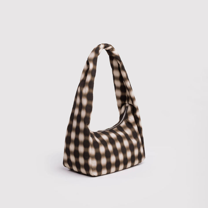 BOLSO - Baggu, Blurred Gingham Brown Small Nylon Meringue Bag