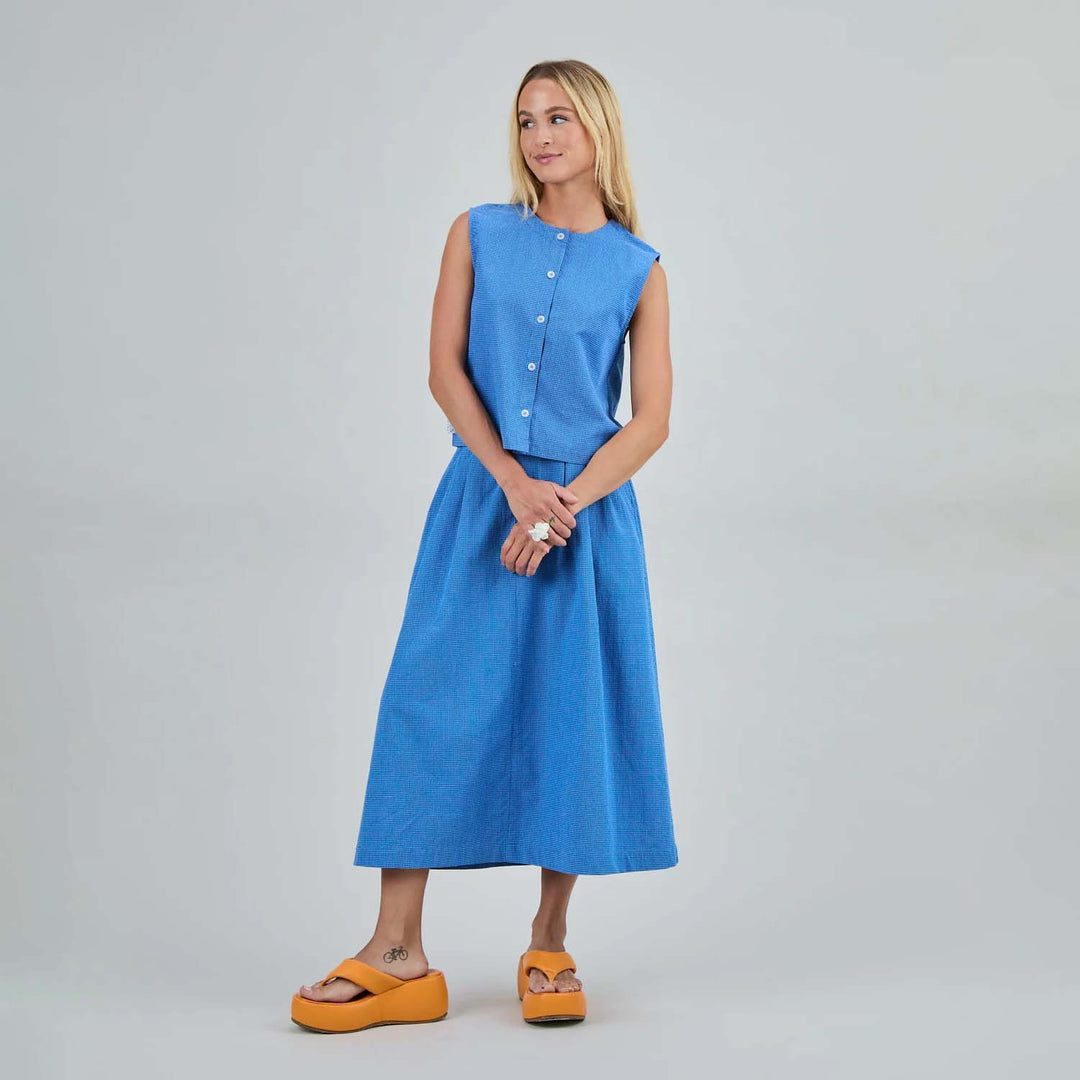 BLUSA - Brava Fabrics, Checks Sin Mangas Azul