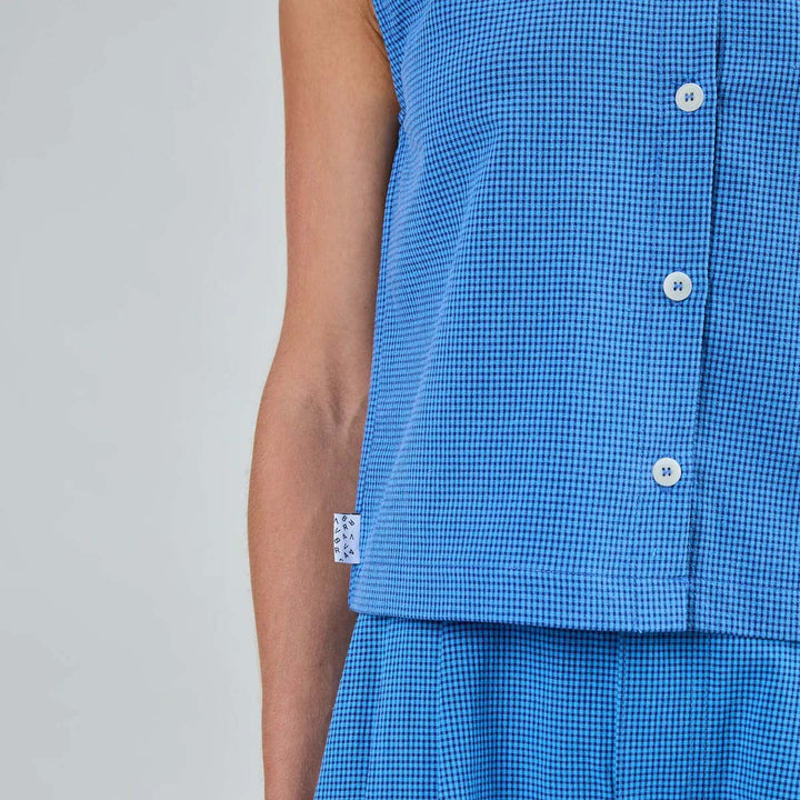 BLUSA - Brava Fabrics, Checks Sin Mangas Azul