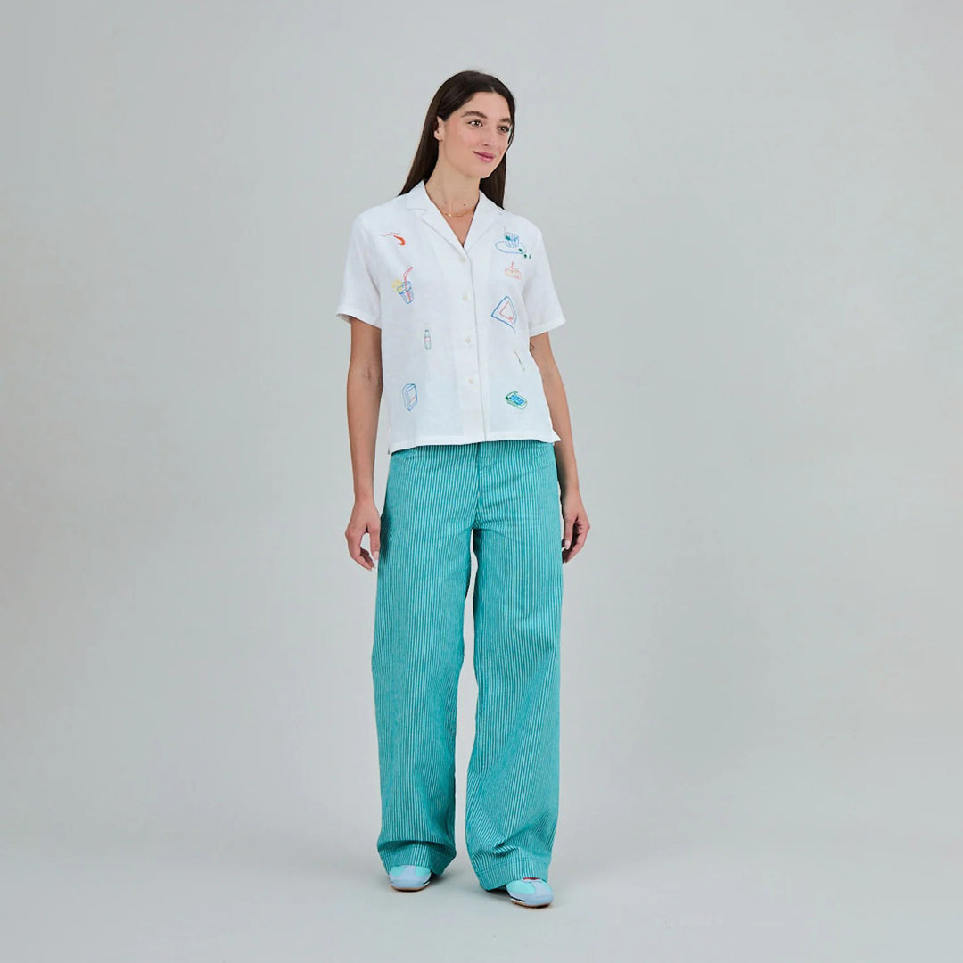 BLUSA - Brava Fabrics, Aloha Chiringuito Bordado Blanco