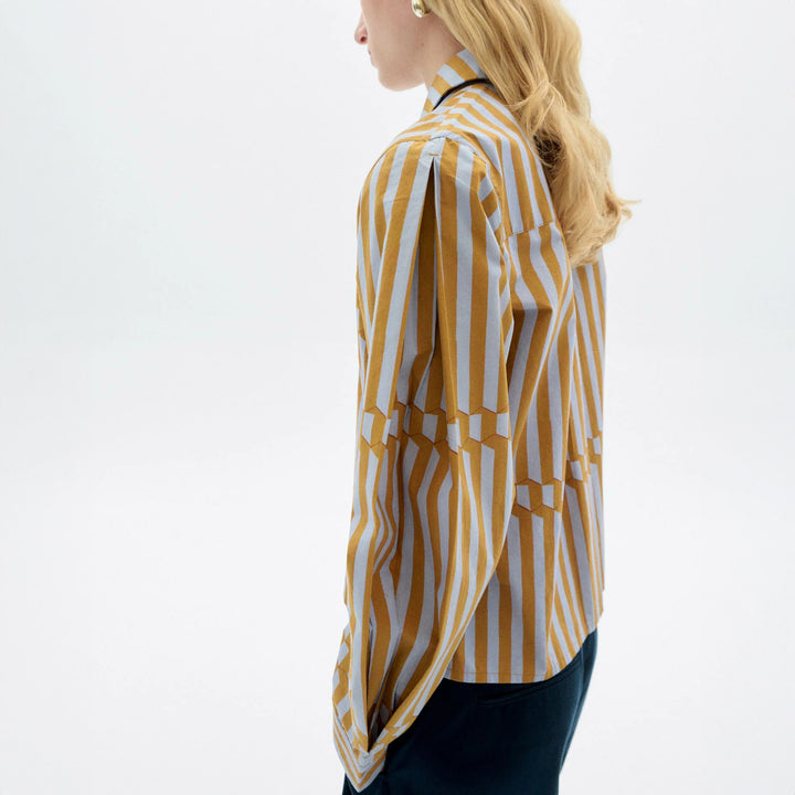 BLUSA - Thinking Mu, Duna popelín rayas Esqué