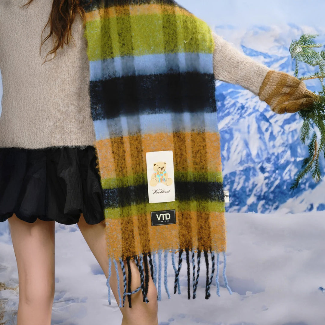 BUFANDA - VTD, Teddy bear green lana