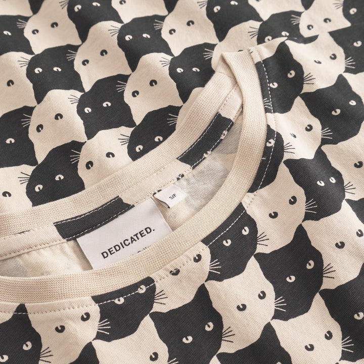 CAMISETA - DEDICATED, Visby Pepita Cats Oat White