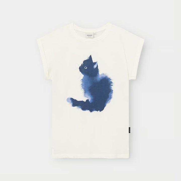 CAMISETA - DEDICATED, Visby Watercolor Cat Off-White