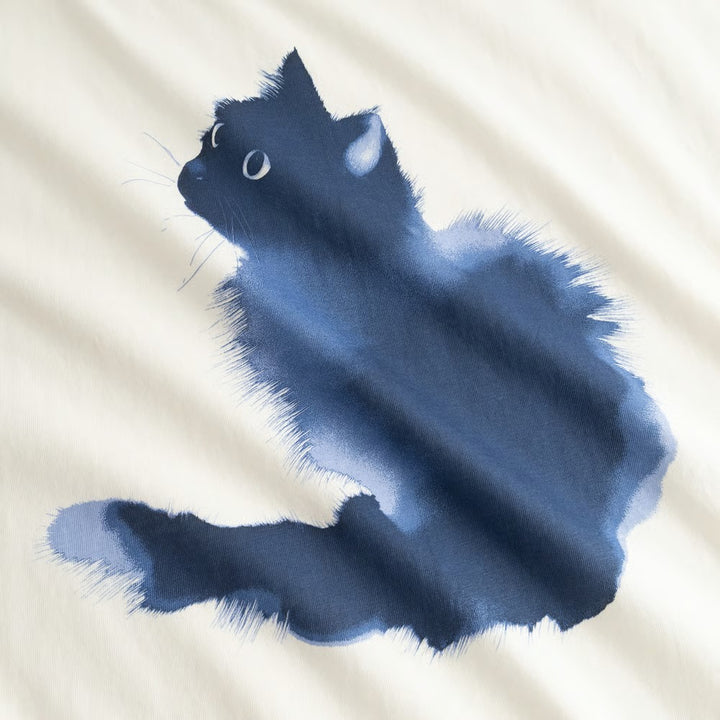 CAMISETA - DEDICATED, Visby Watercolor Cat Off-White