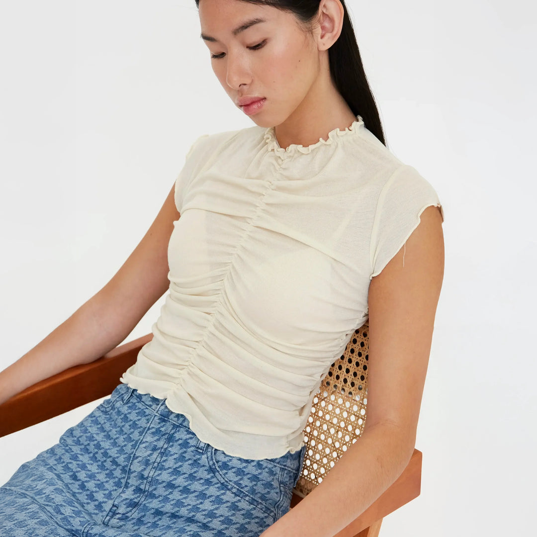 CAMISETA - Wild Pony, Fruncida blanco roto