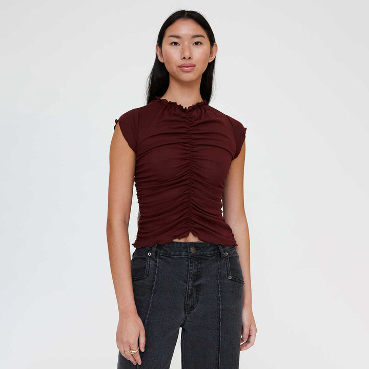 CAMISETA - Wild Pony, Fruncida marrón