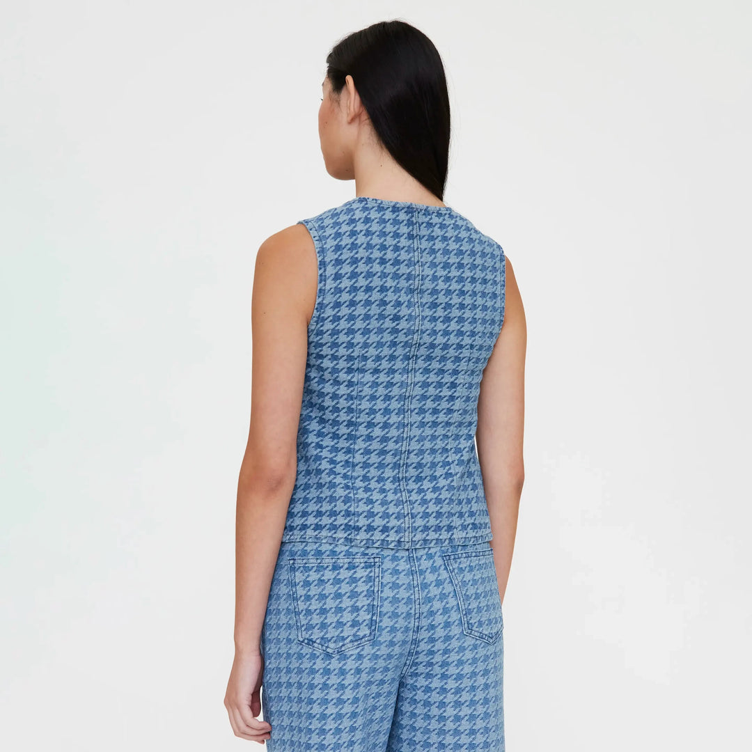 CHALECO - Wild Pony, Estampado pata de gallo azul