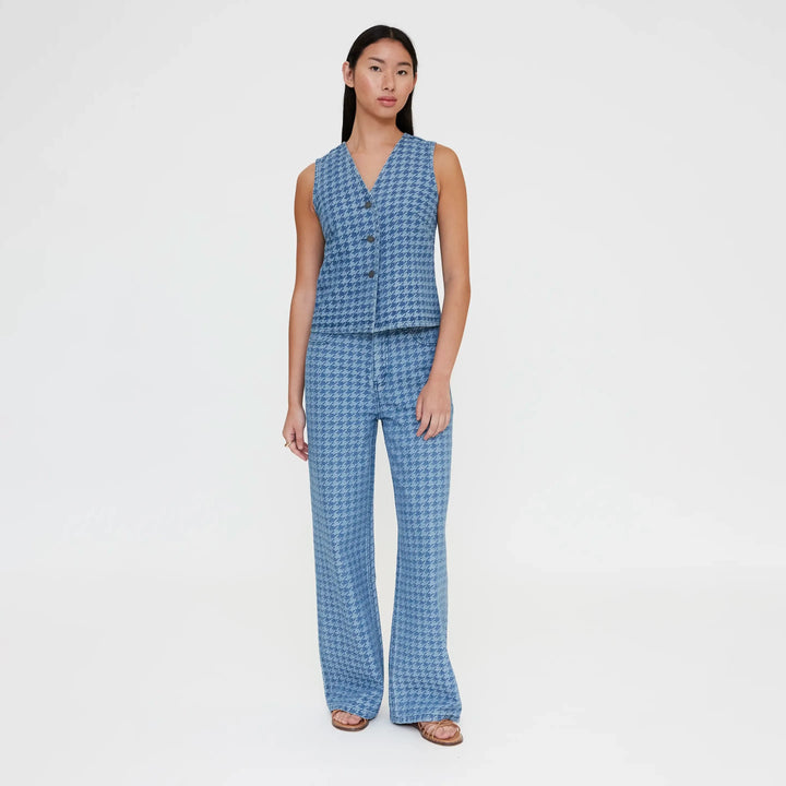 CHALECO - Wild Pony, Estampado pata de gallo azul