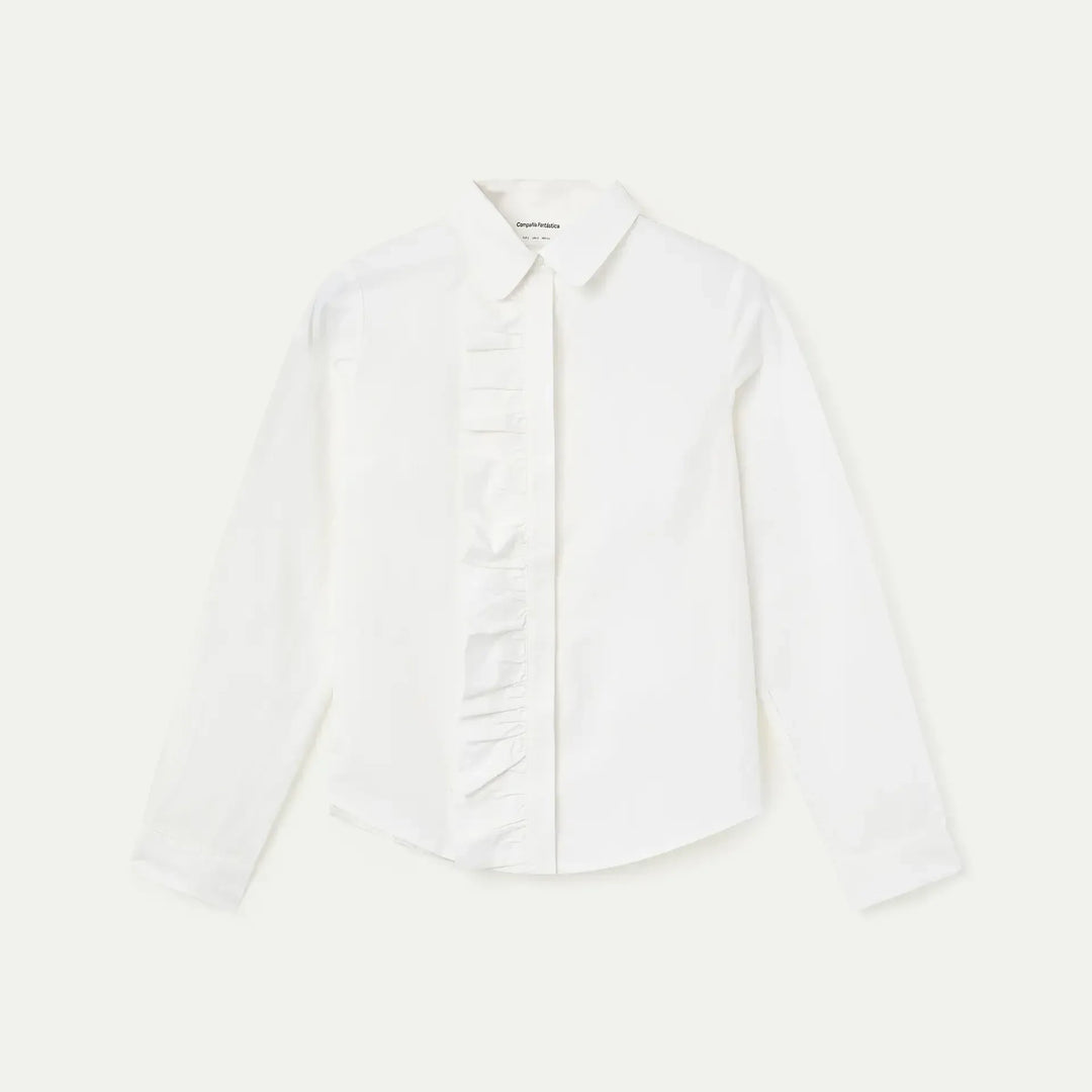 CAMISA - Compañía Fantástica, Algodón blanco con volante