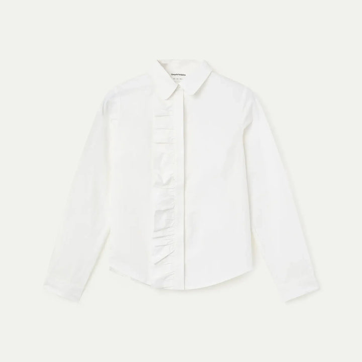 CAMISA - Compañía Fantástica, Algodón blanco con volante