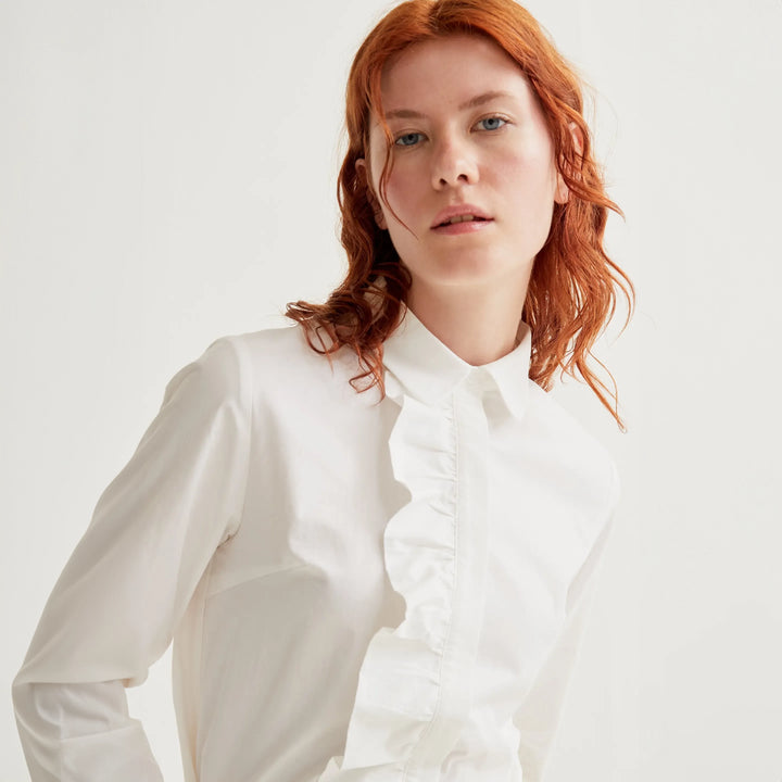 CAMISA - Compañía Fantástica, Algodón blanco con volante