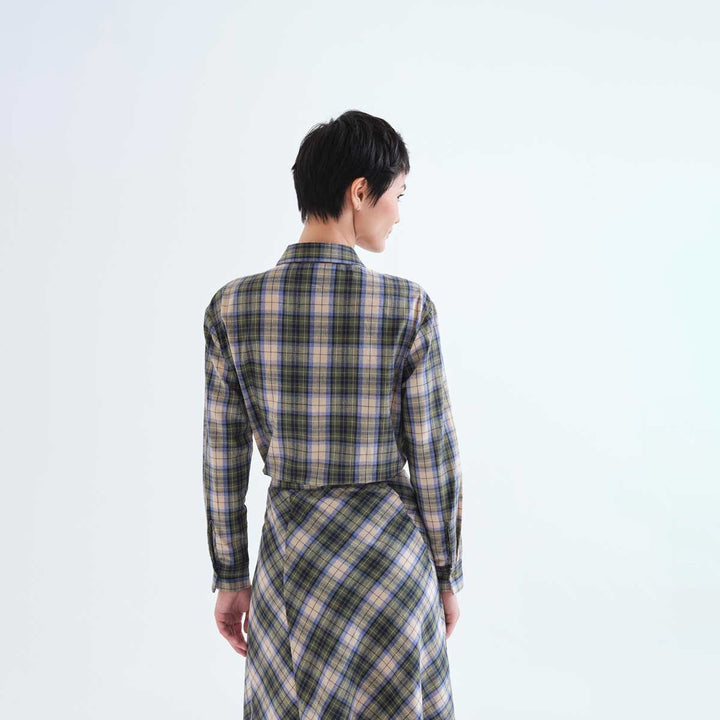 CAMISA - Compañía Fantástica, 100% algodón con estampado de cuadros verde