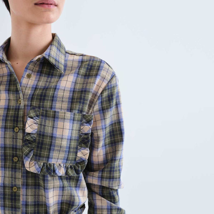 CAMISA - Compañía Fantástica, 100% algodón con estampado de cuadros verde