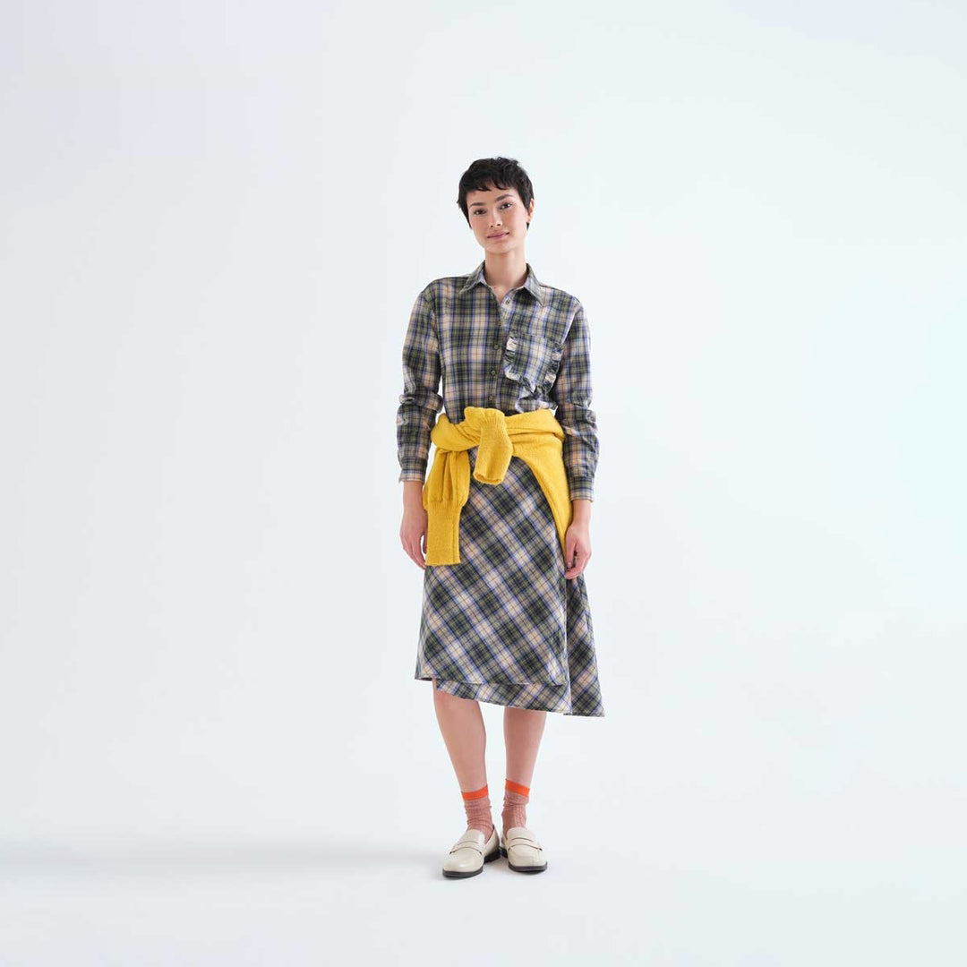CAMISA - Compañía Fantástica, 100% algodón con estampado de cuadros verde