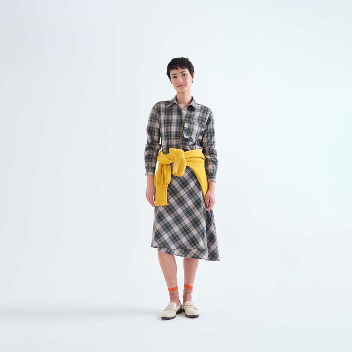 CAMISA - Compañía Fantástica, 100% algodón con estampado de cuadros verde