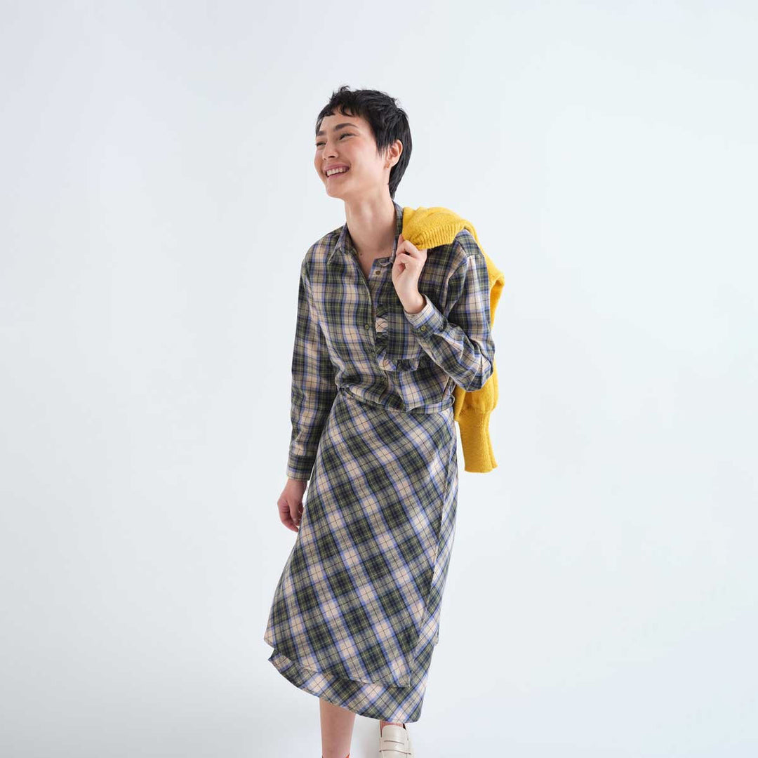 CAMISA - Compañía Fantástica, 100% algodón con estampado de cuadros verde