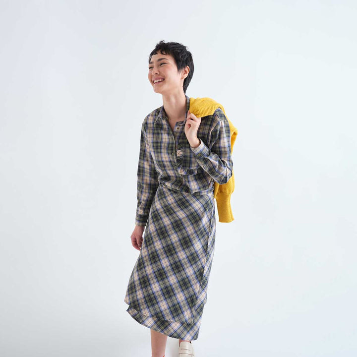 CAMISA - Compañía Fantástica, 100% algodón con estampado de cuadros verde