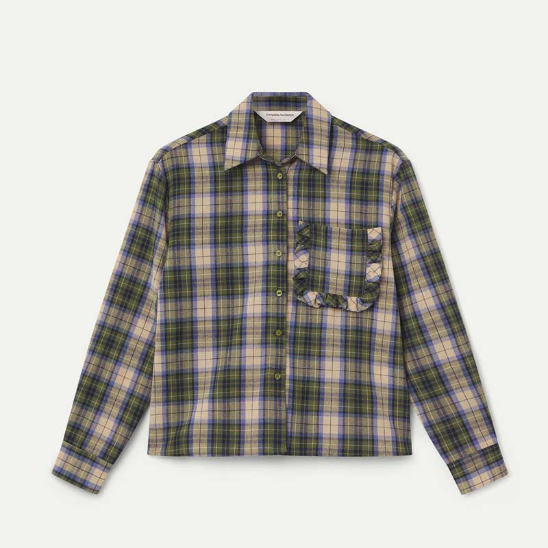 CAMISA - Compañía Fantástica, 100% algodón con estampado de cuadros verde