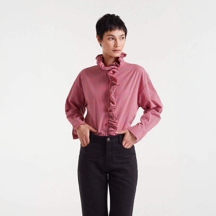 CAMISA - Compañía Fantástica, Estampado cuadro vichy rojo